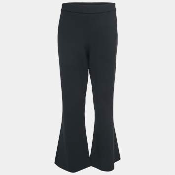 Pre Owned Moschino Couture Black Crepe Flared Pants L