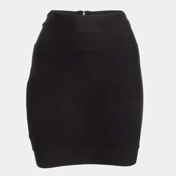 Pre Owned Herve Leger Black Bandage Knit Mini Skirt XS
