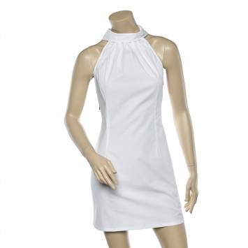مملوكة مسبقًا Moschino Jeans White Cotton Halter Neck Collared Mini Dress M