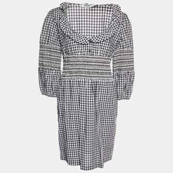 Moschino Jeans Monochrome Gingham Check Cotton Dress L
