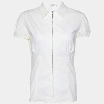 Moschino Jeans White Cotton Top & Checked Skirt Set M