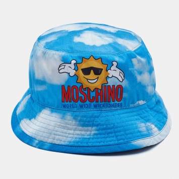 Pre Owned Moschino Blue/White Printed Tie/Dye Bucket Hat M