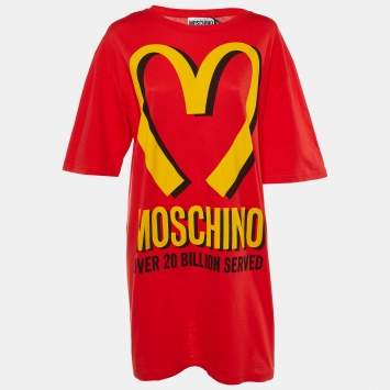 Moschino Couture Red Cotton McDonald Logo Crew Neck T-Shirt Dress L