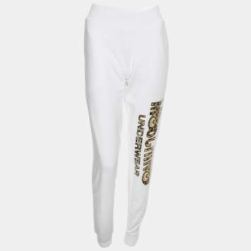 Moschino White Cotton Logo Underwear Jogger Pants M