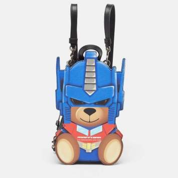 Pre Owned Moschino Multicolor Transformer Bear Faux Leather Backpack 
