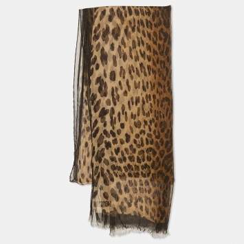 Moschino Brown Animal Print Silk Scarf