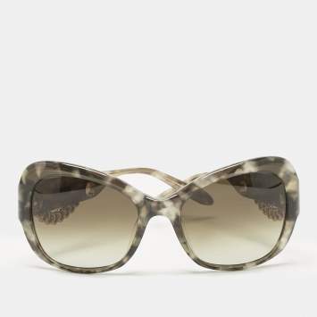 Pre Owned Moschino Tortoise Grey Gradient M0774S02 Chain Detail Cat Eye Sunglasses