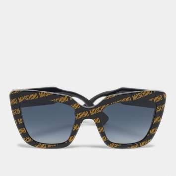 Pre Owned Moschino Black/Gold Gradient MOS148/S Logo Butterfly Sunglasses