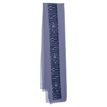 Pre Owned Moschino Blue Logo Applique Chiffon Scarf 