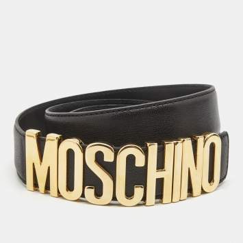 Pre Owned Moschino Black Classic Logo Waist Belt