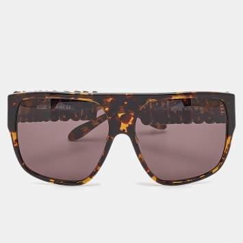Pre Owned Moschino Brown Tortoise MO771S02 Classic Logo Square Sunglasses