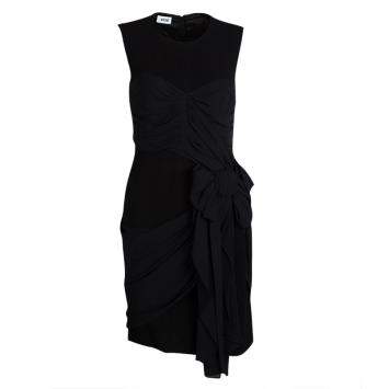 Pre Owned Moschino Black Draped Sleeveless Bow Detail Dress M