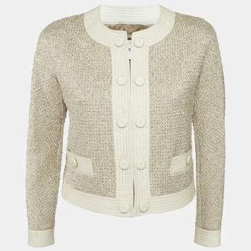 Moschino Beige Metallic Tweed Jacket M