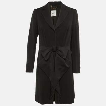 Pre Owned فستان موسكينو صوف أسود بتفاصيل قوسية بلايزر كبير