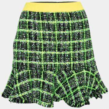 Pre Owned Moschino Cheap and Chic Textured Knit Multicolored Checkered Skirt M 