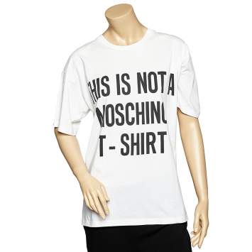 Pre Owned Moschino Couture White Quote Printed Cotton Oversized T-Shirt S