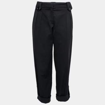 Pre Owned Moschino Black Crepe Cropped Trousers M