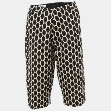 Pre Owned Moschino Black Patterned Cotton Jacquard Capri Pants L