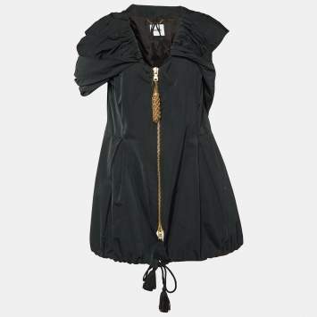 Pre Owned Moschino Black Synthetic Drape Detail Balloon Style Mini Dress 