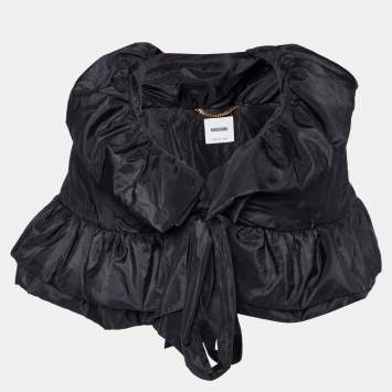 مملوكة مسبقًا Moschino Black Silk Puffer cape Jacket M