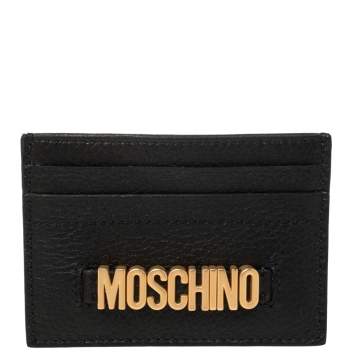 Pre Owned Moschino Black Leather Card Holder