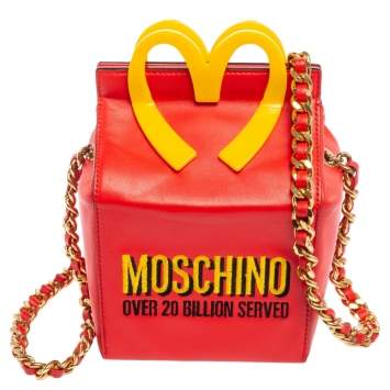 مملوكة مسبقًا Moschino Red/Yellow Leather McDonald's Happy Meal Shoulder Bag