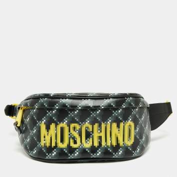 Pre Owned Moschino Black/Multicolor Leather Belt Bag
