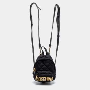 Pre Owned Moschino Black Quilted Nylon Mini Backpack
