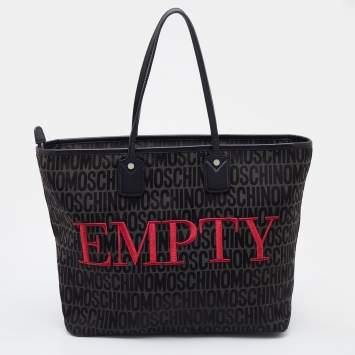 Pre Owned Moschino Black Signature Canvas and Leather Shopper Tote