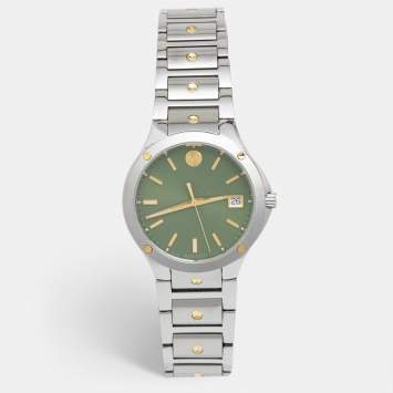 Pre Owned Movado Green Two-Tone Stainless Steel SE 0607635 Women's Wristwatch 32 mm