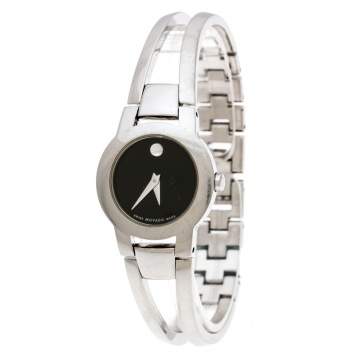 Pre Owned Movado Black Stainless Steel Amorosa 84 E4 1842 Women's Wristwatch 24 mm
