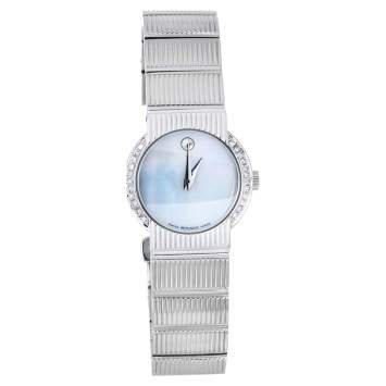 Pre Owned Movado Mother Of Pearl Stainless Steel Diamond Concerto 84.G4.1842 Women's Wristwatch 26 mm