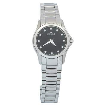 Pre Owned Movado Black Stainless Steel Museum 84 E4 1849 Women's Wristwatch 26mm