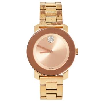 Pre Owned Movado Rose Gold Plated Stainless Steel Bold MB.01.3.34.6039 Women's Wristwatch 36 mm