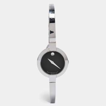 Pre Owned Movado Black Stainless Steel Bela 0606595 Women's Wristwatch 25 mm