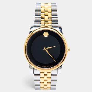 Pre Owned Movado Black Two Tone Stainless Steel Museum 07.1.20.1198 Men's Wristwatch 40 mm 