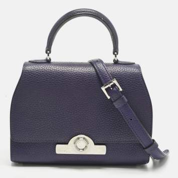 Pre Owned MOYNAT Purple Leather Mini Réjane Top Handle Bag
