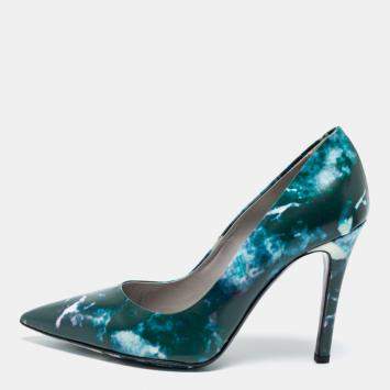 MSGM Blue Marble Print Pointed Toe Pumps Size 38