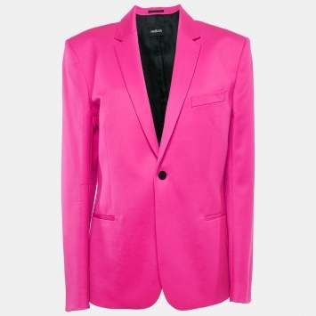 مملوكة مسبقًا Mugler Fuchsia Pink Wool Single Breasted Blazer XL