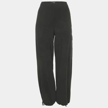 Pre Owned Mugler Black Crepe Jogger Pants M
