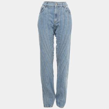 Pre Owned Mugler Blue Denim High-Rise Jeans M/Waist 28"