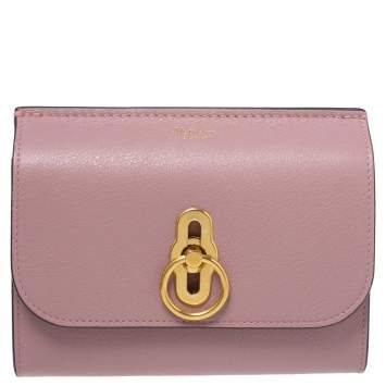 Pre Owned Mulberry Mocha Rose Leather Medium Amberley Wallet