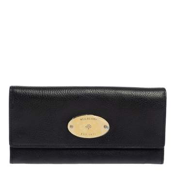 Pre Owned Mulberry Black Leather Continental Wallet