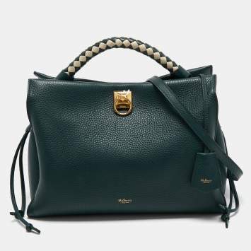 Pre Owned Mulberry Green Grained Leather Iris Top Handle Bag