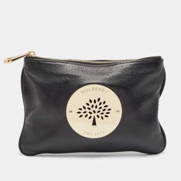 Pre Owned Mulberry Black Leather Daria Pouch