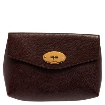 Pre Owned Mulberry Burgundy Leather Cosmetic Pouch