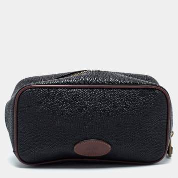 Pre Owned Mulberry Black/Brown Leather Toiletry Pouch