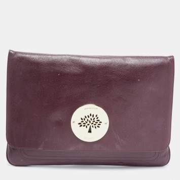 Pre Owned Mulberry Purple Leather Daria Laptop Case