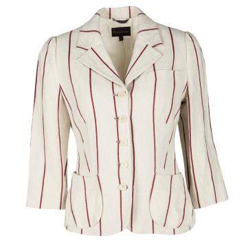 Pre Owned Mulberry Cream and Red Striped Linen Blazer M