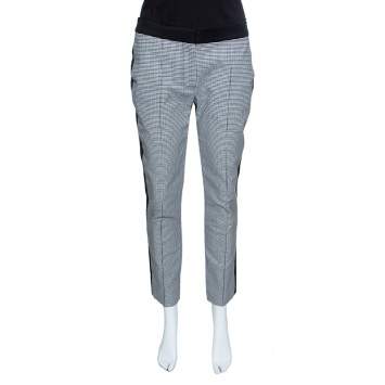 Pre Owned Mulberry Black Houndstooth Contrast Panel Tailored Pants S